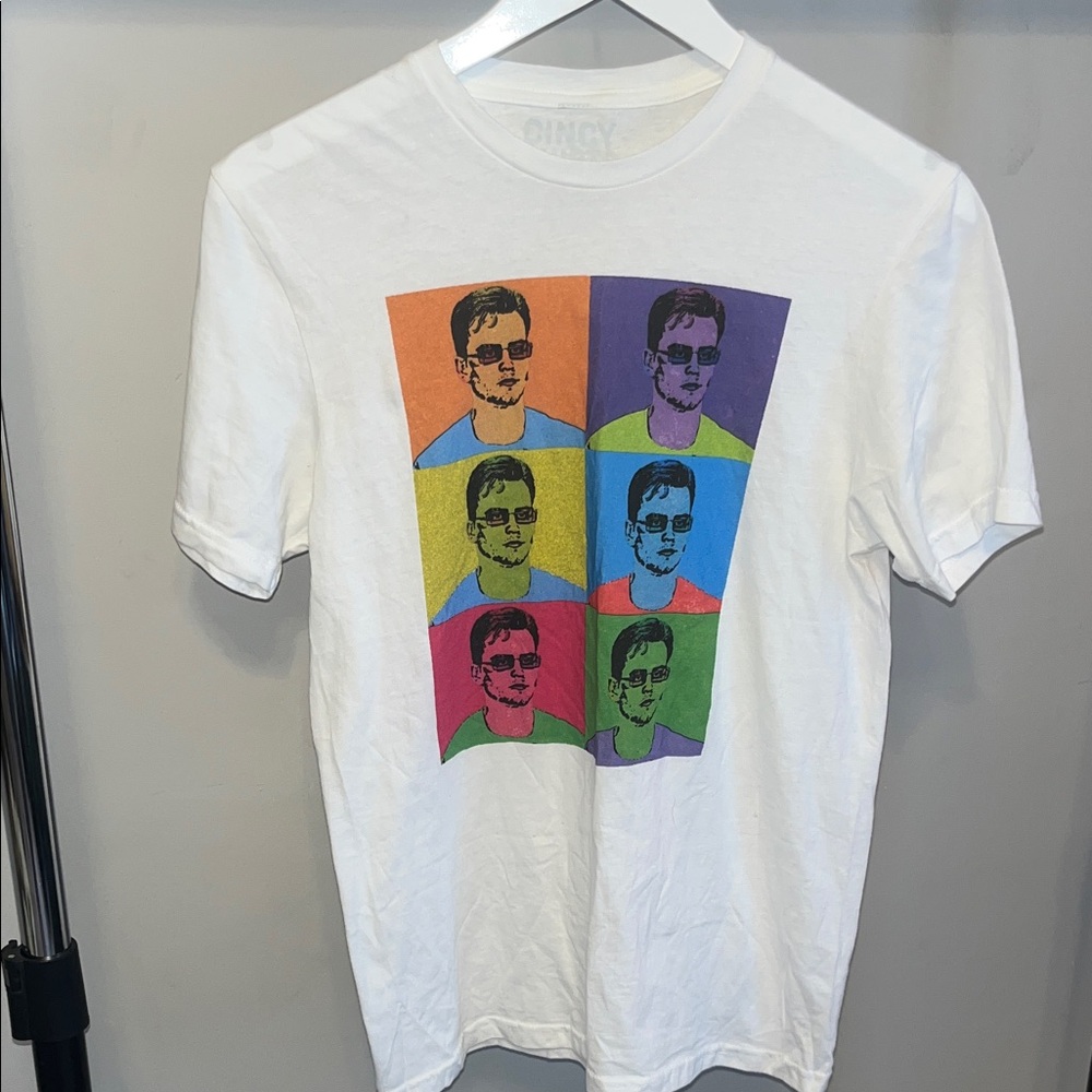 Joe Burrow Graphic White T-Shirt with Colorful Pop Art Design